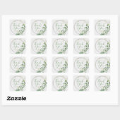 Vielen Dank Light Gray Greenery Wreath Quadratischer Aufkleber (Blatt)