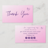 Vielen Dank Light Pink Ombre Moderne Social Media Visitenkarte (Vorne/Hinten)