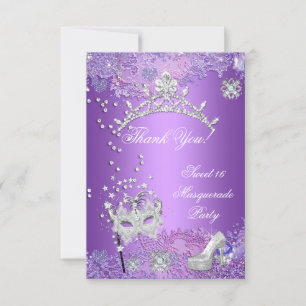 Vielen Dank Lila 16 . Geburtstag 16 Masquerade Dankeskarte