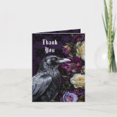 Vielen Dank Lila Bouquet mit Crow | Foto Dankeskarte (Vorderseite)