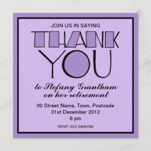 Vielen Dank lila Einladung zur Ruhestandsregelung