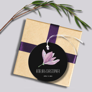 Vielen Dank Lila Floral auf Black Geschenkanhänger