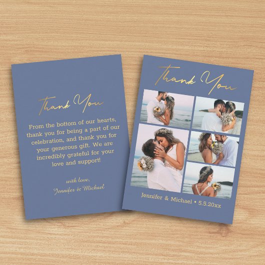 Vielen Dank lila Gold 5 Fotos Collage Hochzeit Mitteilungskarte