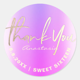 Vielen Dank Lila Imitat für kundenspezifische Lö Runder Aufkleber