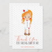 Vielen Dank Lila Script Polka dot Ginger Nurse Dankeskarte (Vorne/Hinten)