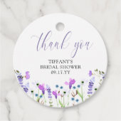 Vielen Dank, Lila Wildblume Brautparty Geschenkanhänger (Vorderseite)