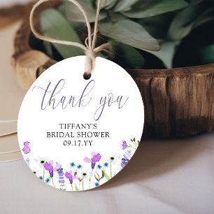 Vielen Dank, Lila Wildblume Brautparty Geschenkanhänger
