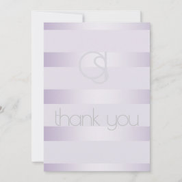 Vielen Dank - Lilac Shimmer Stripes Monogram Dankeskarte