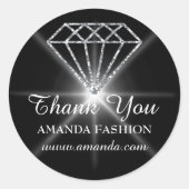 Vielen Dank Logo Diamant Name Web Business Black Runder Aufkleber (Vorderseite)