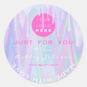 Vielen Dank Logo Flüssige Tropfen Holograph aus L Runder Aufkleber