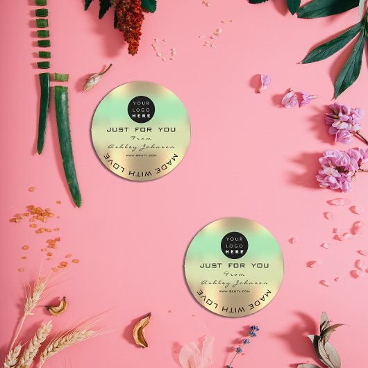 Vielen Dank Logo-Holograph Made Green Gold Ombre Runder Aufkleber