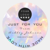 Vielen Dank Logo Holograph Made Pink Blue Name Runder Aufkleber (Vorderseite)