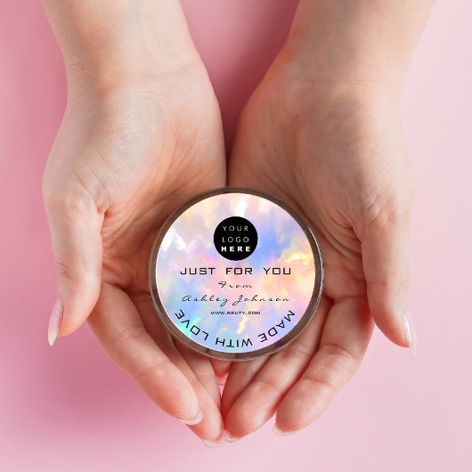 Vielen Dank Logo Holograph Made Pink Blue Name Runder Aufkleber