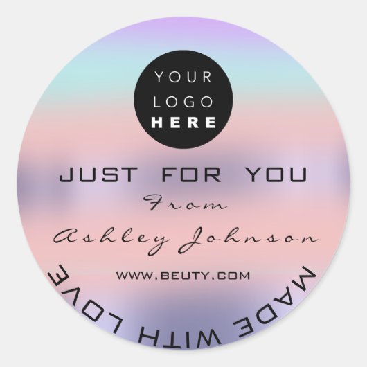 Vielen Dank Logo Holograph PINK Ombre Violet Runder Aufkleber (Vorderseite)