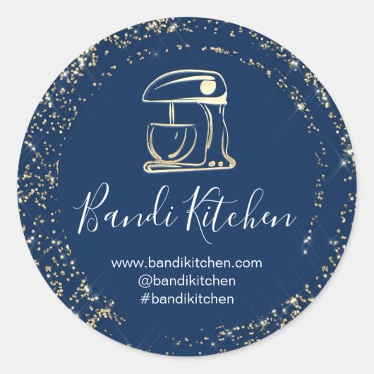 Vielen Dank Logo Küche Kochen Koch Bäckerei Blau Runder Aufkleber (Vorderseite)
