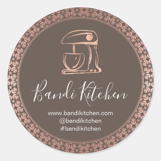 Vielen Dank Logo Küche Kochen Koch Bäckerei RoseLu Runder Aufkleber (Vorderseite)