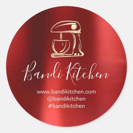 Vielen Dank Logo Küche Kochen Koch Gold Red Runder Aufkleber (Vorderseite)
