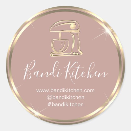 Vielen Dank Logo Küche Kochen Koch Rose Gold Runder Aufkleber (Vorderseite)