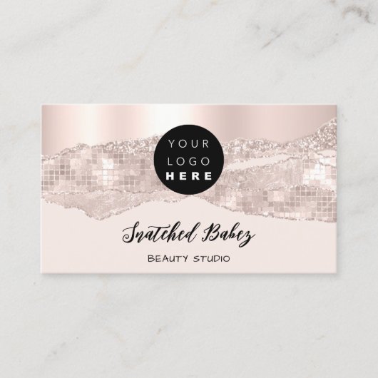 Vielen Dank Logo QR Code Online Shop Rose Powder Visitenkarte (Vorderseite)