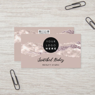 Vielen Dank Logo QR Code Online Shop Rose Strokes Visitenkarte