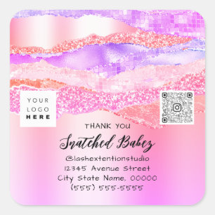Vielen Dank Logo QR Code Pink Online Shop Pink Quadratischer Aufkleber