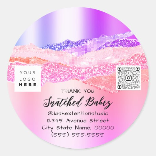 Vielen Dank Logo QR Code Pink Online Shop Runder Aufkleber (Vorderseite)