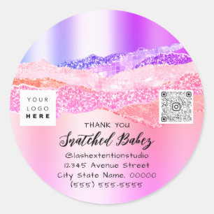 Vielen Dank Logo QR Code Pink Online Shop Runder Aufkleber
