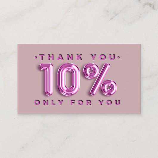 Vielen Dank Logo QRCODE 10%OFF Discount Code Rosa Visitenkarte (Vorderseite)