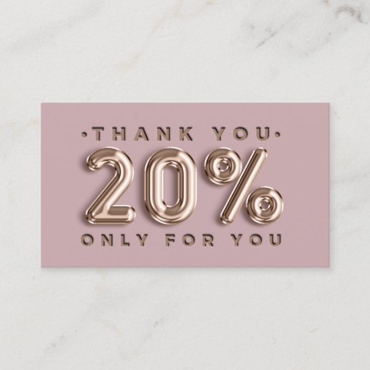 Vielen Dank Logo QRCODE 20%OFF Discount Code Gold Visitenkarte (Vorderseite)