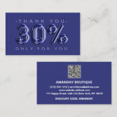 Vielen Dank Logo QRCODE 30% OFF Discount Code Navy Visitenkarte (Vorne/Hinten)