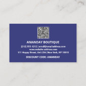 Vielen Dank Logo QRCODE 30% OFF Discount Code Navy Visitenkarte (Rückseite)