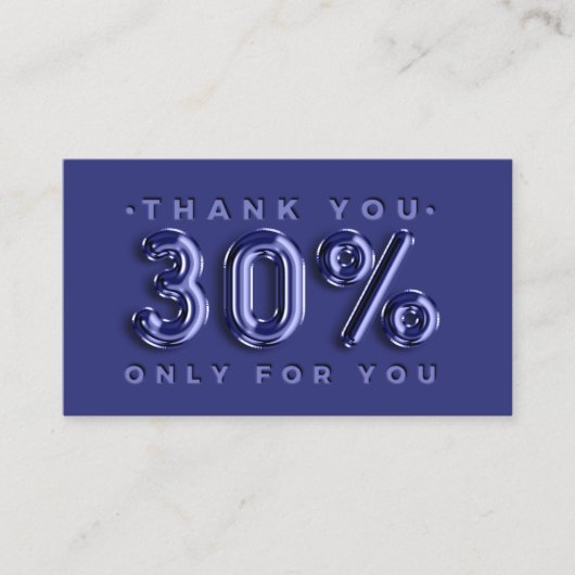 Vielen Dank Logo QRCODE 30% OFF Discount Code Navy Visitenkarte (Vorderseite)