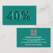 Vielen Dank Logo QRCODE 40% OFF Discount Code Aqua Visitenkarte (Vorne/Hinten)
