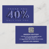 Vielen Dank Logo QRCODE 40% OFF Discount Code Navy Visitenkarte (Vorne/Hinten)