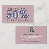 Vielen Dank Logo QRCODE 50% Rabattcode Visitenkarte (Vorne/Hinten)