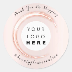 Vielen Dank Logo Rose Pink Small Business Online Runder Aufkleber