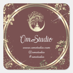Vielen Dank Logo Yoga Mindfulfilling Shop Gold Bro Quadratischer Aufkleber