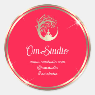 Vielen Dank Logo Yoga Mindfulfulfilling Shop Gold  Runder Aufkleber