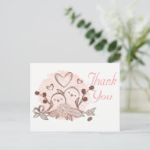 Vielen Dank Lovebirds Pink & Brown Wedding Liebe Postkarte (Stehend Vorderseite)