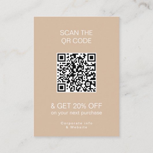 Vielen Dank Loyalität Moderner beige Store QR Code Rabattkarte (Rückseite)