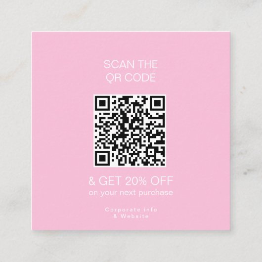 Vielen Dank Loyalität Moderner Pink Store QR Code Rabattkarte (Rückseite)