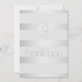 Vielen Dank - Luminy Silver Stripes Monogramm Dankeskarte (Vorderseite)