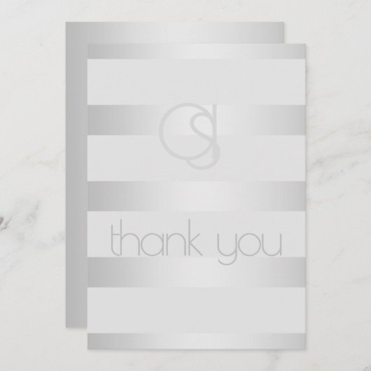 Vielen Dank - Luminy Silver Stripes Monogramm Dankeskarte (Vorne/Hinten)