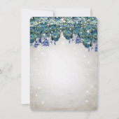 Vielen Dank Luxe Peacock Navy Aqua Silver Wedding Dankeskarte (Rückseite)