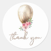 Vielen Dank, Luxury Beige Balloon Glitzer Runder Aufkleber (Vorderseite)