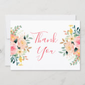 Vielen Dank Mädchen Dusche Aquarell florrosa Mitteilungskarte (Vorderseite)