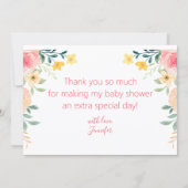 Vielen Dank Mädchen Dusche Aquarell florrosa Mitteilungskarte (Rückseite)