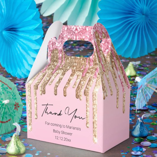 vielen Dank, Mädchen Dusche rosa tropfende Glitzer Geschenkschachtel (Party)