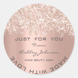 Vielen Dank, Mag mit Liebe Glitzer Confetti Rose E Runder Aufkleber