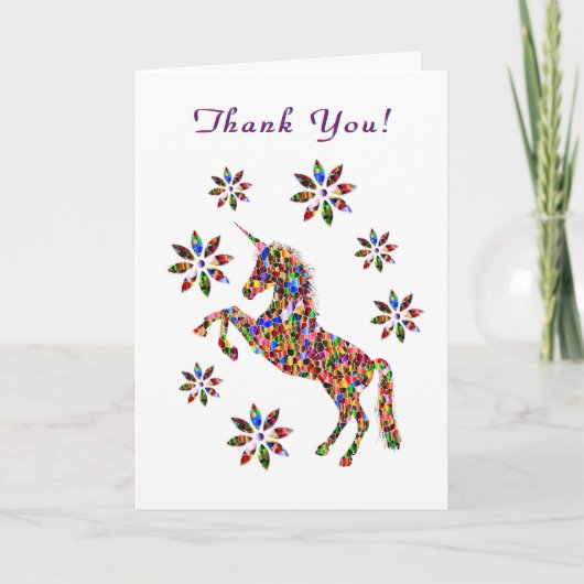 Vielen Dank Magical Unicorn Blume Personalize Card Dankeskarte (Vorderseite)